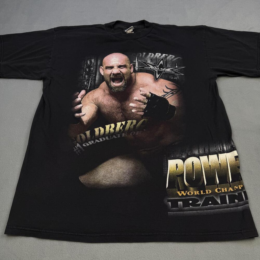 Vintage WCW Goldberg Shirt Mens XL Black Power Plant Wrestling 1999 90s